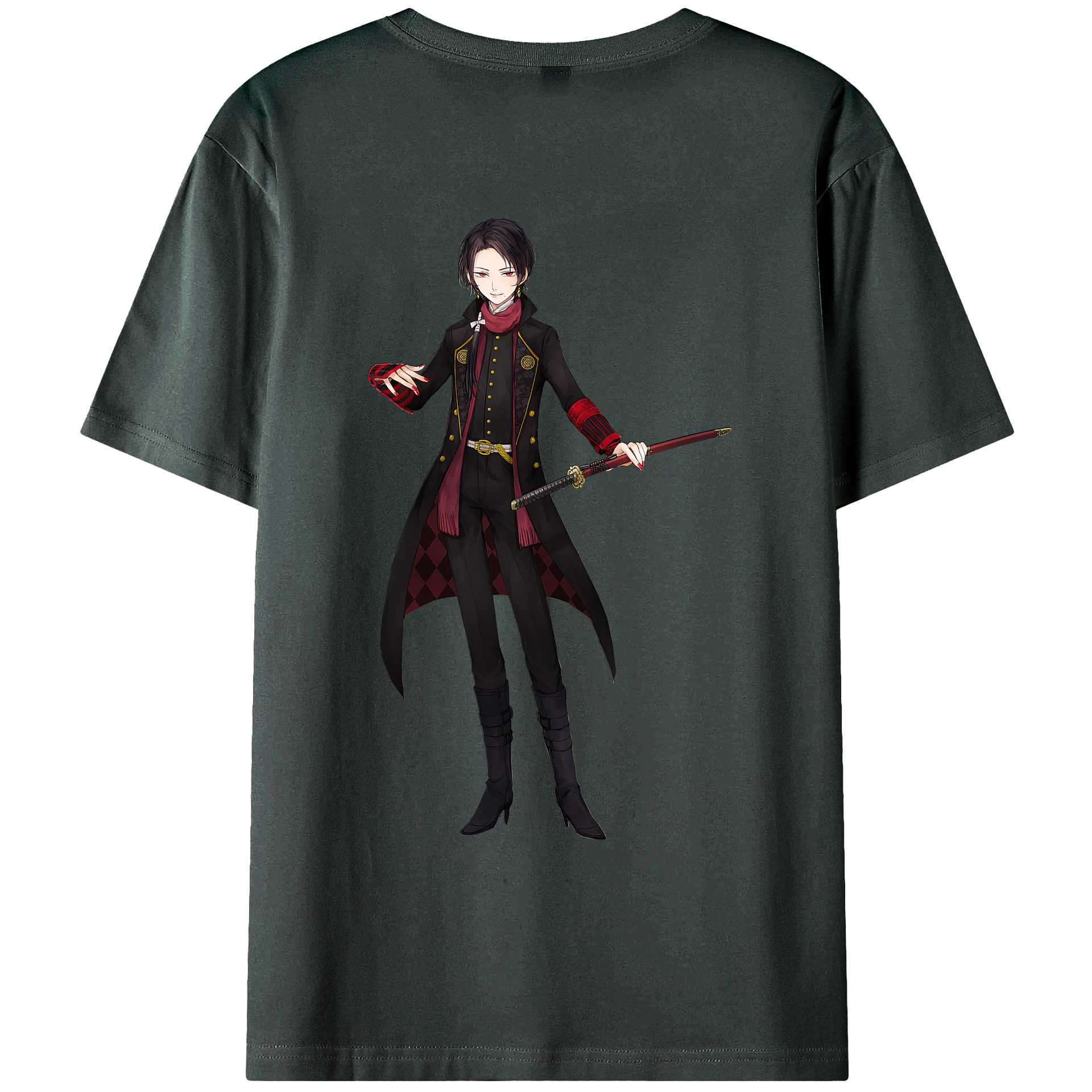 （画像用） 刀剣乱舞 Touken Ranbu 綿100％ メンズ半袖Tシャツ（バックプリント） 通気性